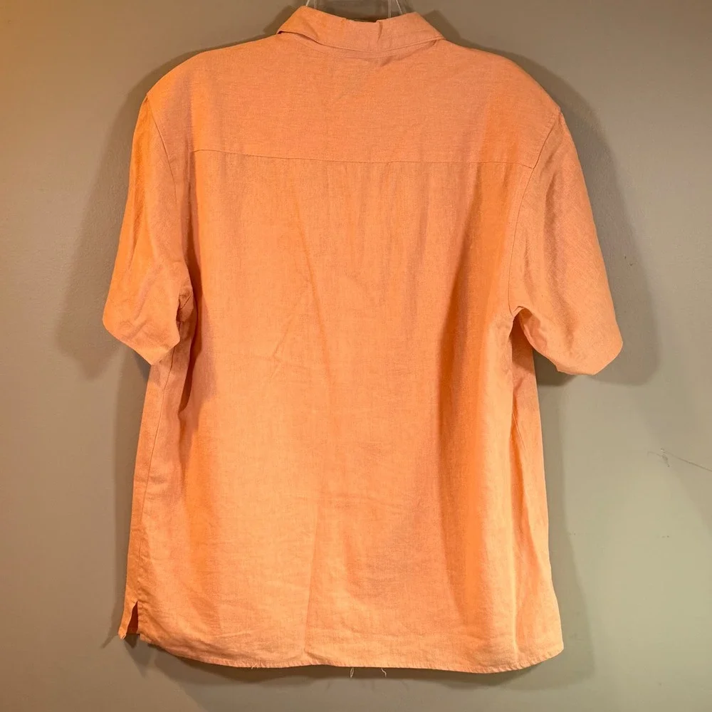 Trust Short Sleeve Linen Blend L Resort Classic Camp Collared‎ Button-Down Beach